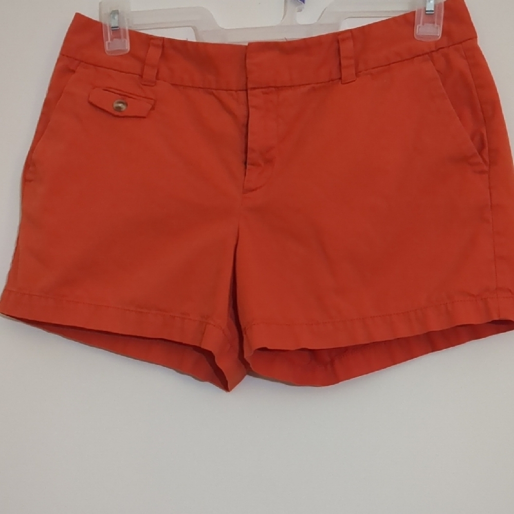 Loft Deep Orange High Waisted Shorts Relaxed Fit 5 Pockets Size 8
